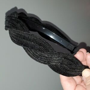 New handmade boutique corduroy braided flexible wide headband black